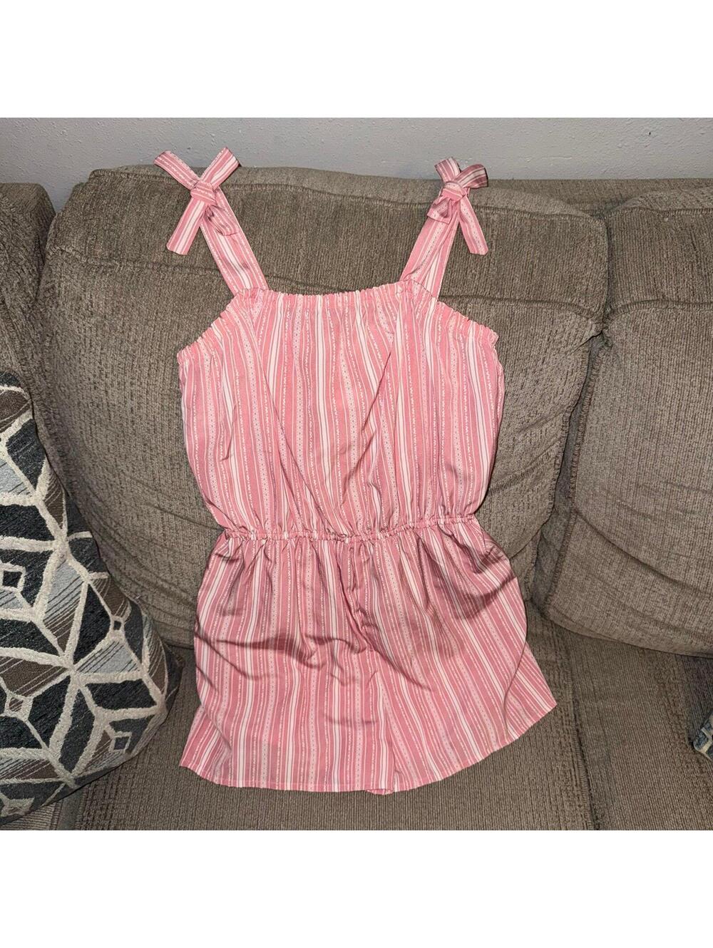 pink and white striped girl's romper Jenna & Jessie size 14